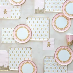 Pink Gingerbread House Village Paper Cups 8ct