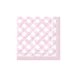 Pink Gingham Dessert Napkins 20ct