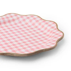 Pink Gingham Scalloped Dinner Plates 8ct