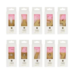 Pink & Gold Glitter Dipped Number Birthday Candle