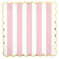 Pink & Gold Scalloped Stripe Lunch Plates 8ct
