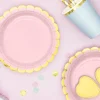 Pink Gold-Trimmed Scalloped Dessert Plates 6ct
