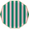 Pink & Green Cabana Striped Dinner Plates 8ct