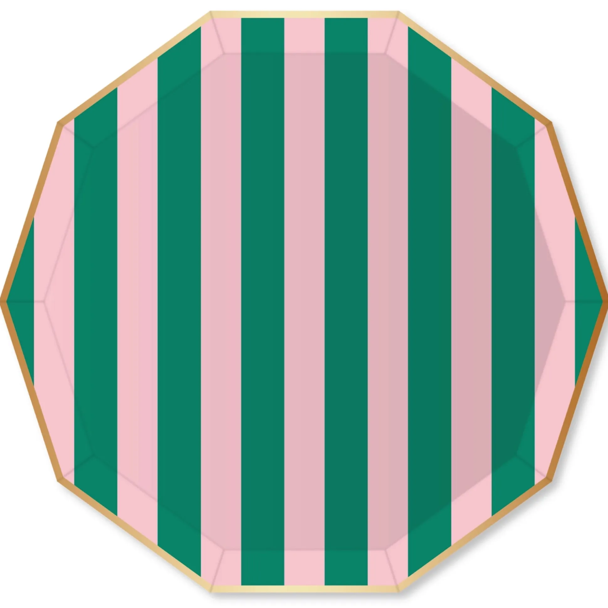 Pink & Green Cabana Striped Dinner Plates 8ct