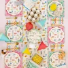 Pink & Green Polka Dot Dinner Plate Set 8ct
