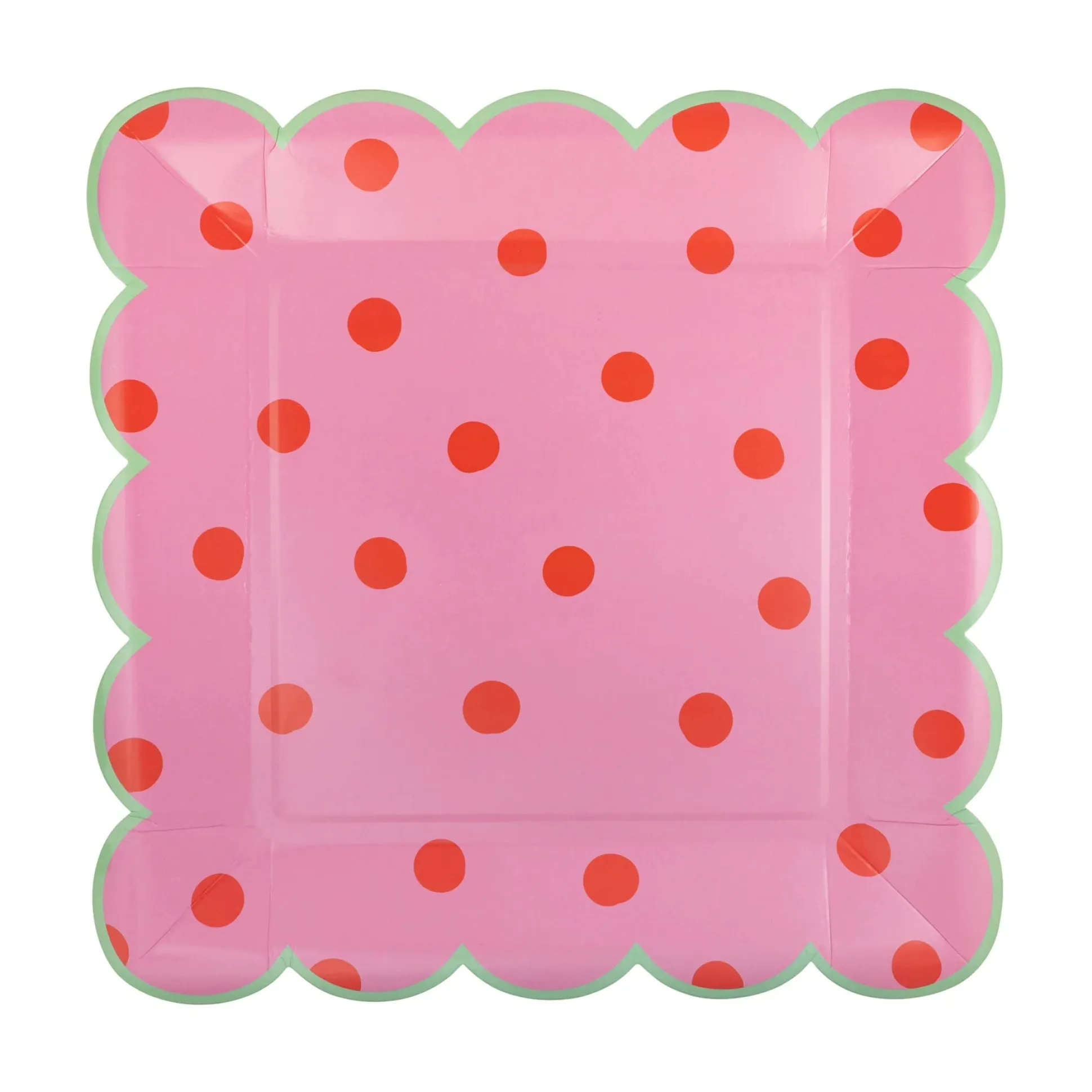 Pink & Green Polka Dot Dinner Plate Set 8ct