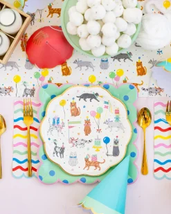 Pink & Green Polka Dot Dinner Plate Set 8ct