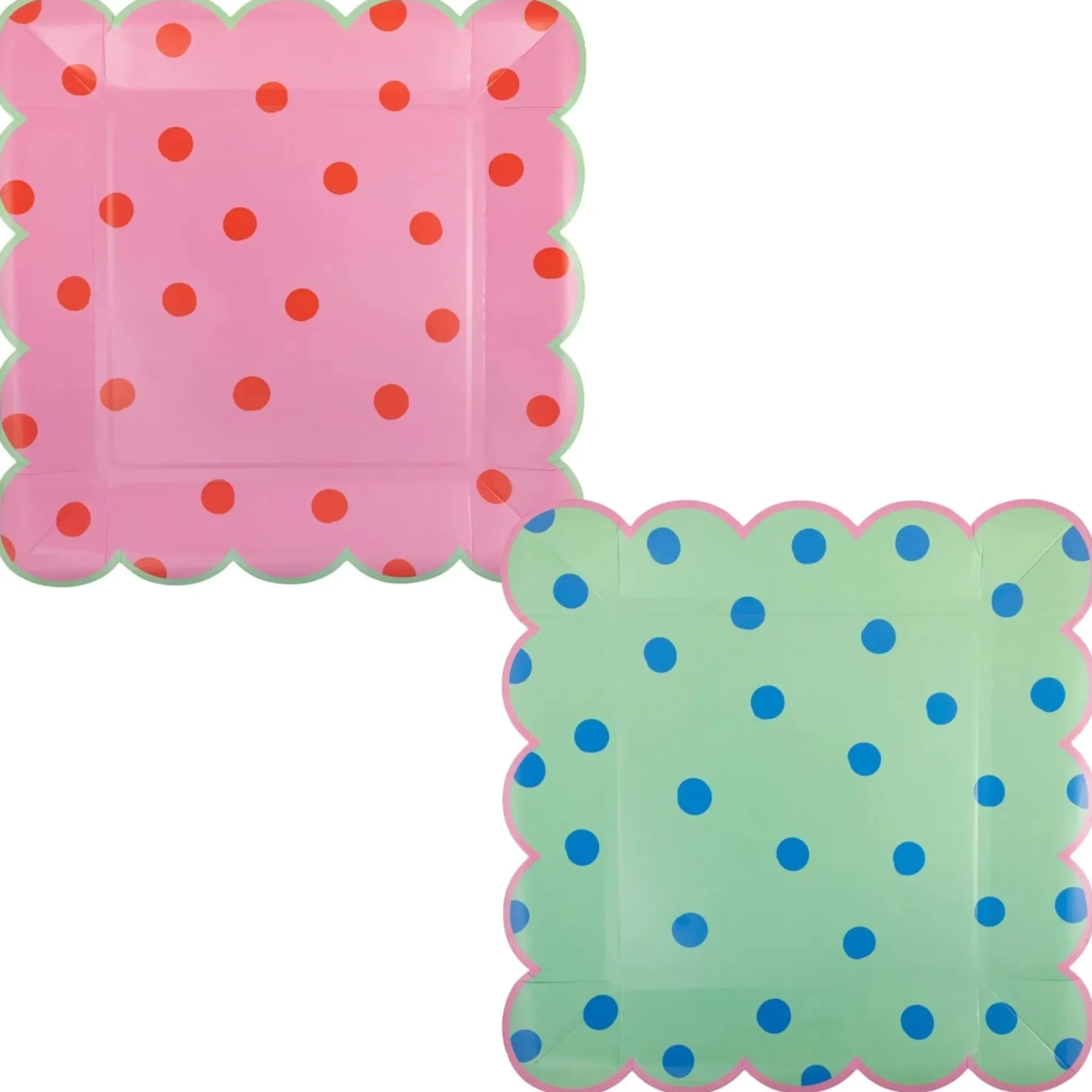 Pink & Green Polka Dot Dinner Plate Set 8ct