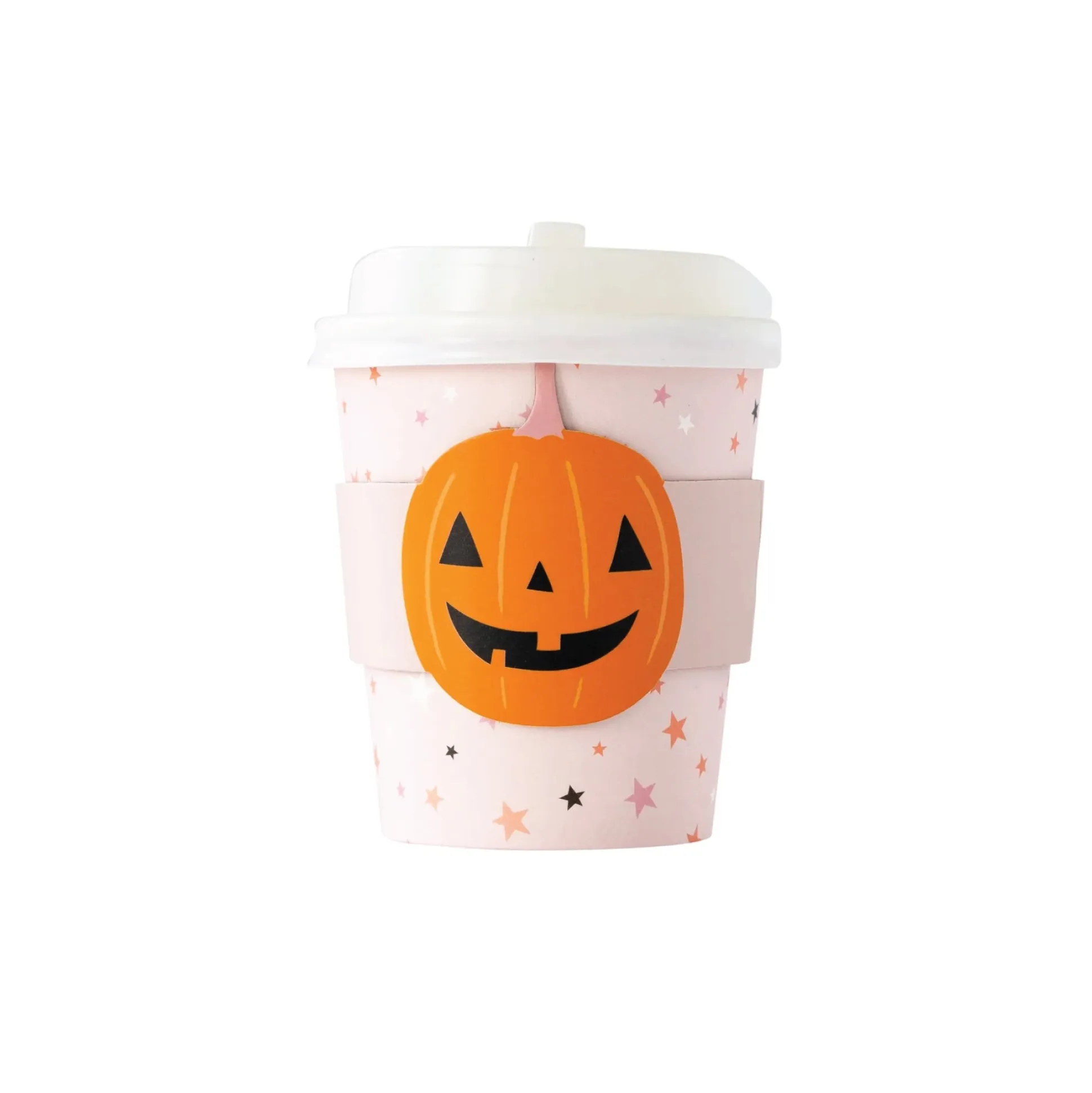 Pink Halloween Jack O'Lantern Mini Coffee Cups & Lids 8ct