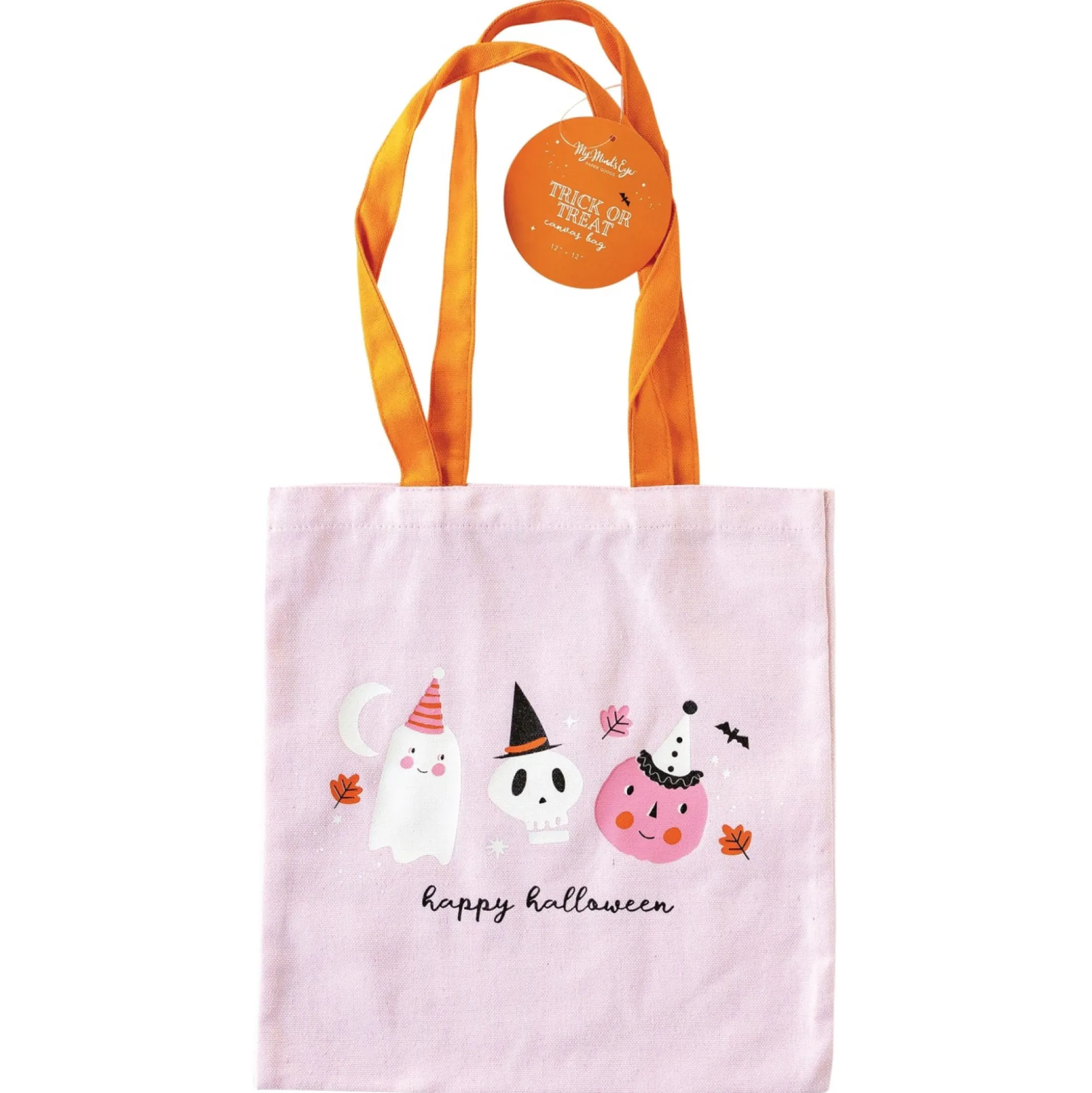 Pink Happy Halloween Canvas Tote Bag