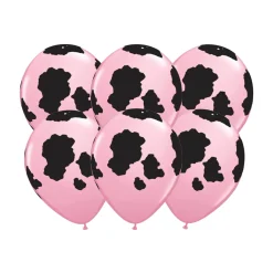 Pink Holstein Cow Print Latex Balloons 6ct