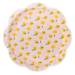 Pink Lemon Scalloped Dessert Plates 8ct