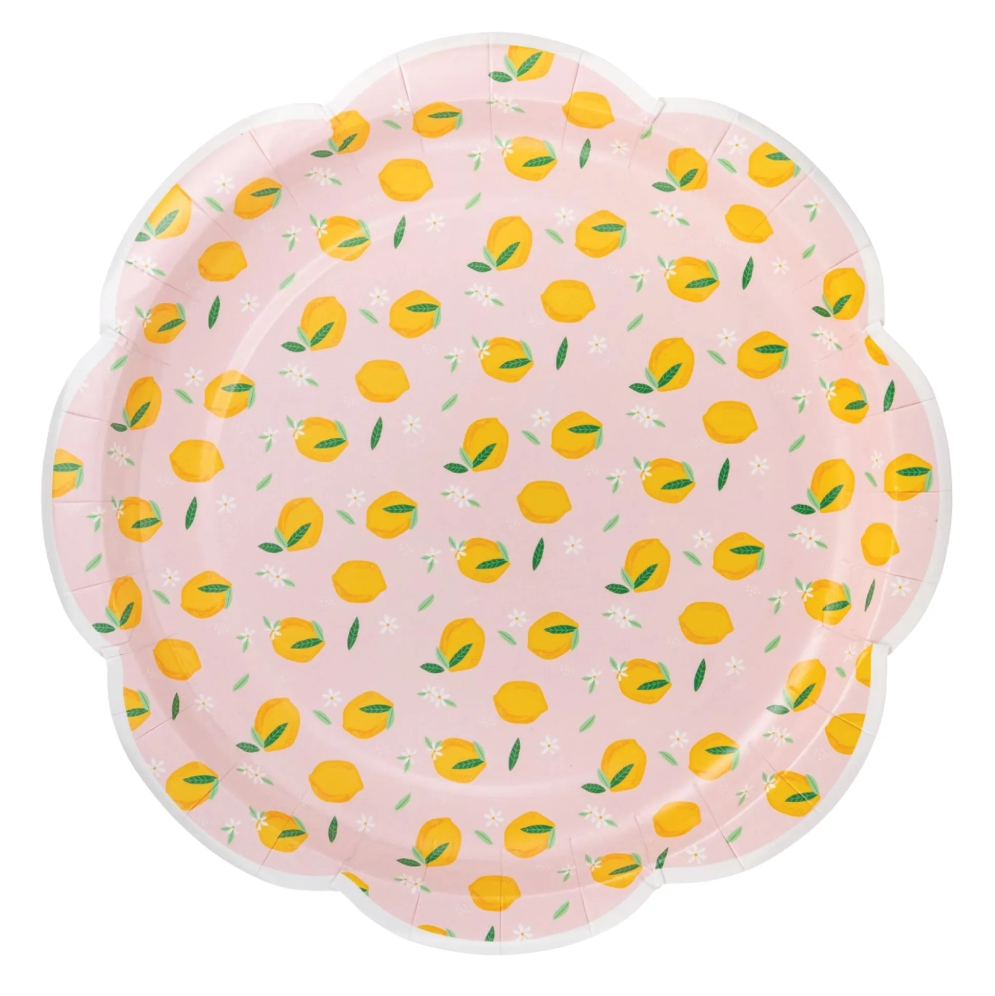 Pink Lemon Scalloped Dessert Plates 8ct