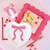 Pink & Red Bow Heart Shaped Lunch Plates 8ct