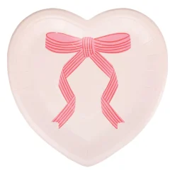 Pink & Red Bow Heart Shaped Lunch Plates 8ct