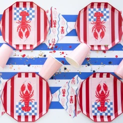 Pink & Red Cabana Stripe Plates 8ct