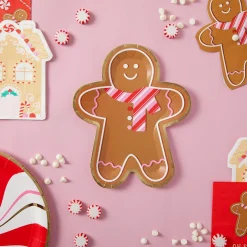 Pink & Red Scarf Gingerbread Man Dessert Plates 8ct