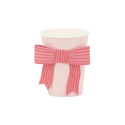 Pink & Red Striped Bow Paper Cups 8ct