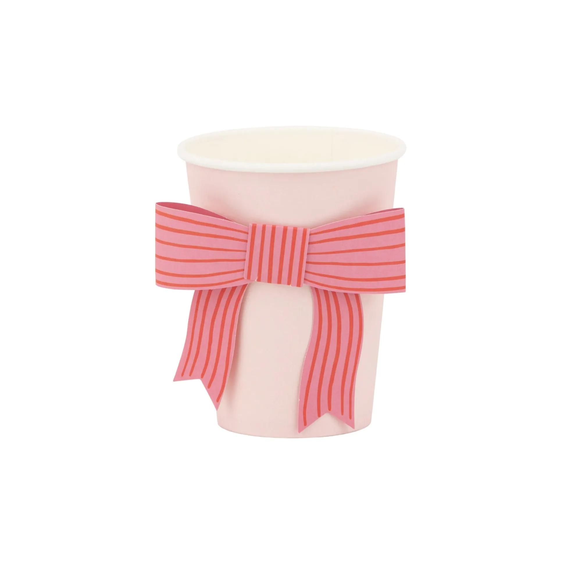 Pink & Red Striped Bow Paper Cups 8ct