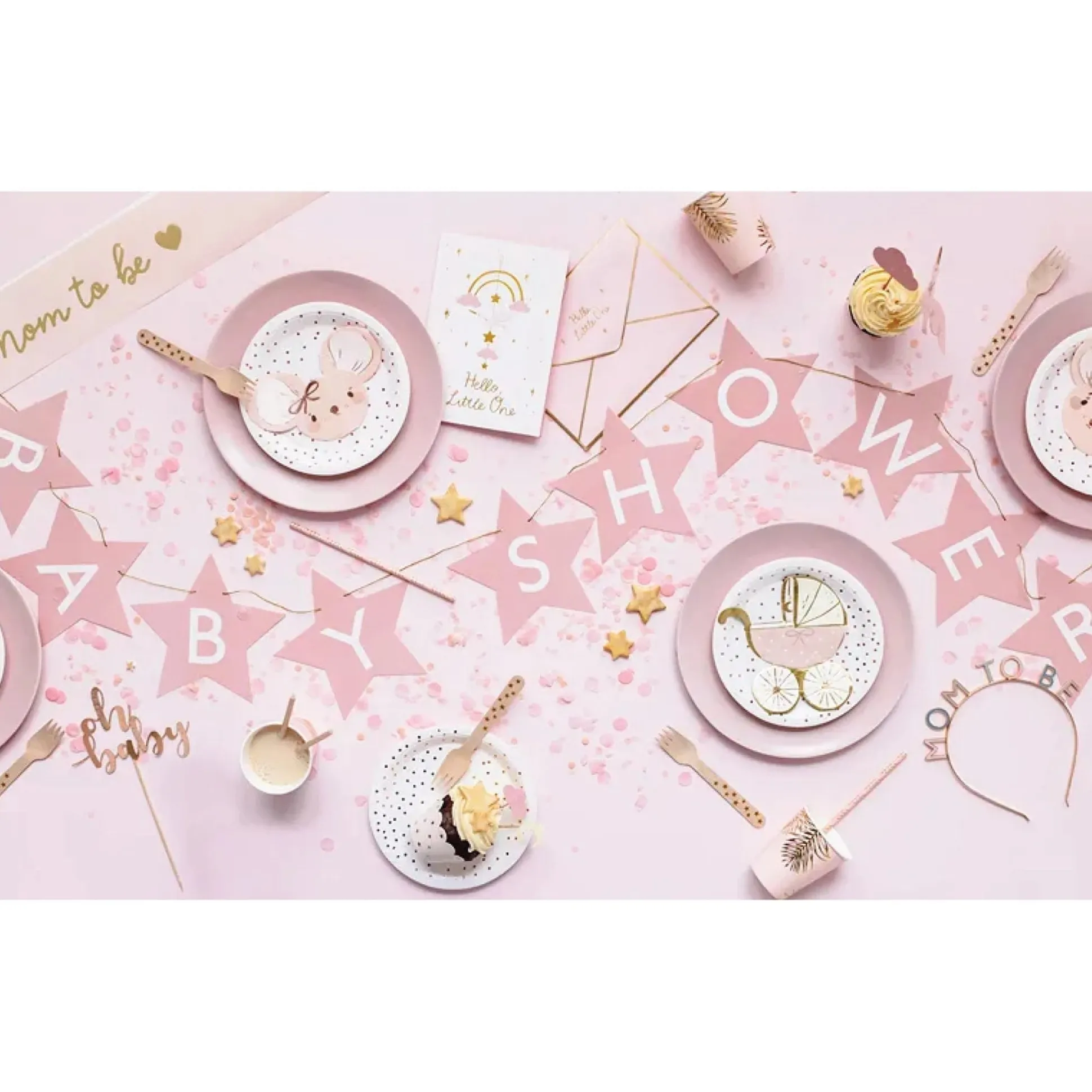 Pink Star Baby Shower Banner 9.5ft