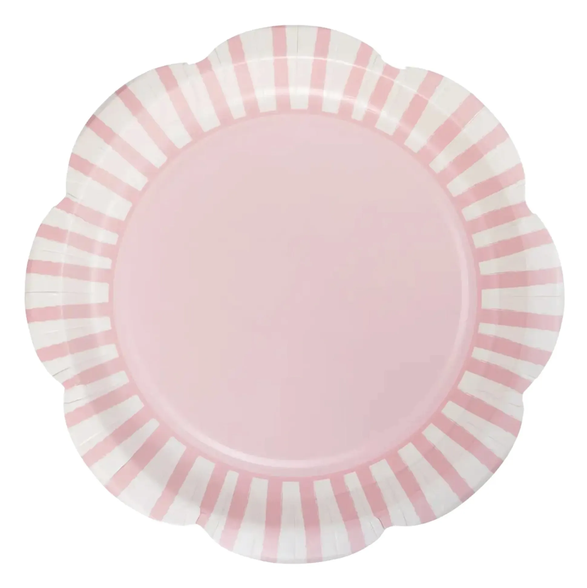 Pink Stripe Scalloped Lunch Plates 8ct