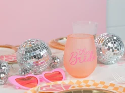 Pink The Bride Acrylic Stemless Wine Glass 12oz