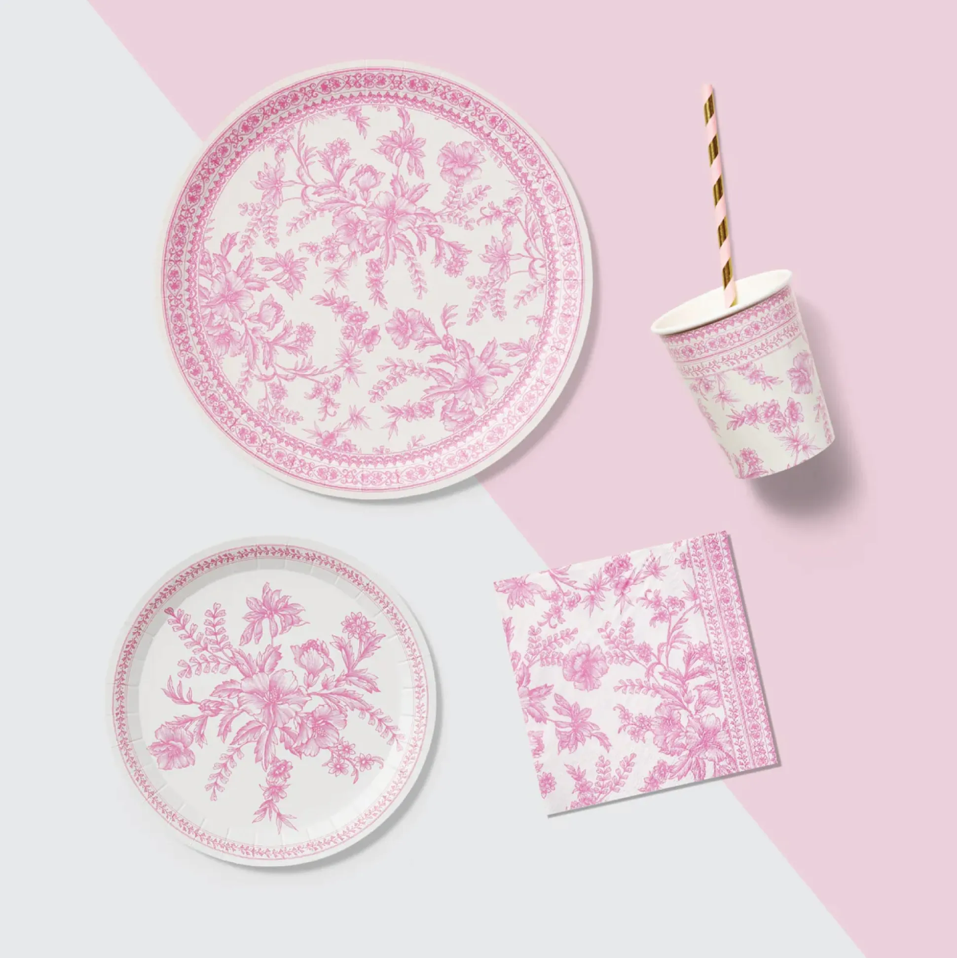Pink Toile Lunch Plates 10ct