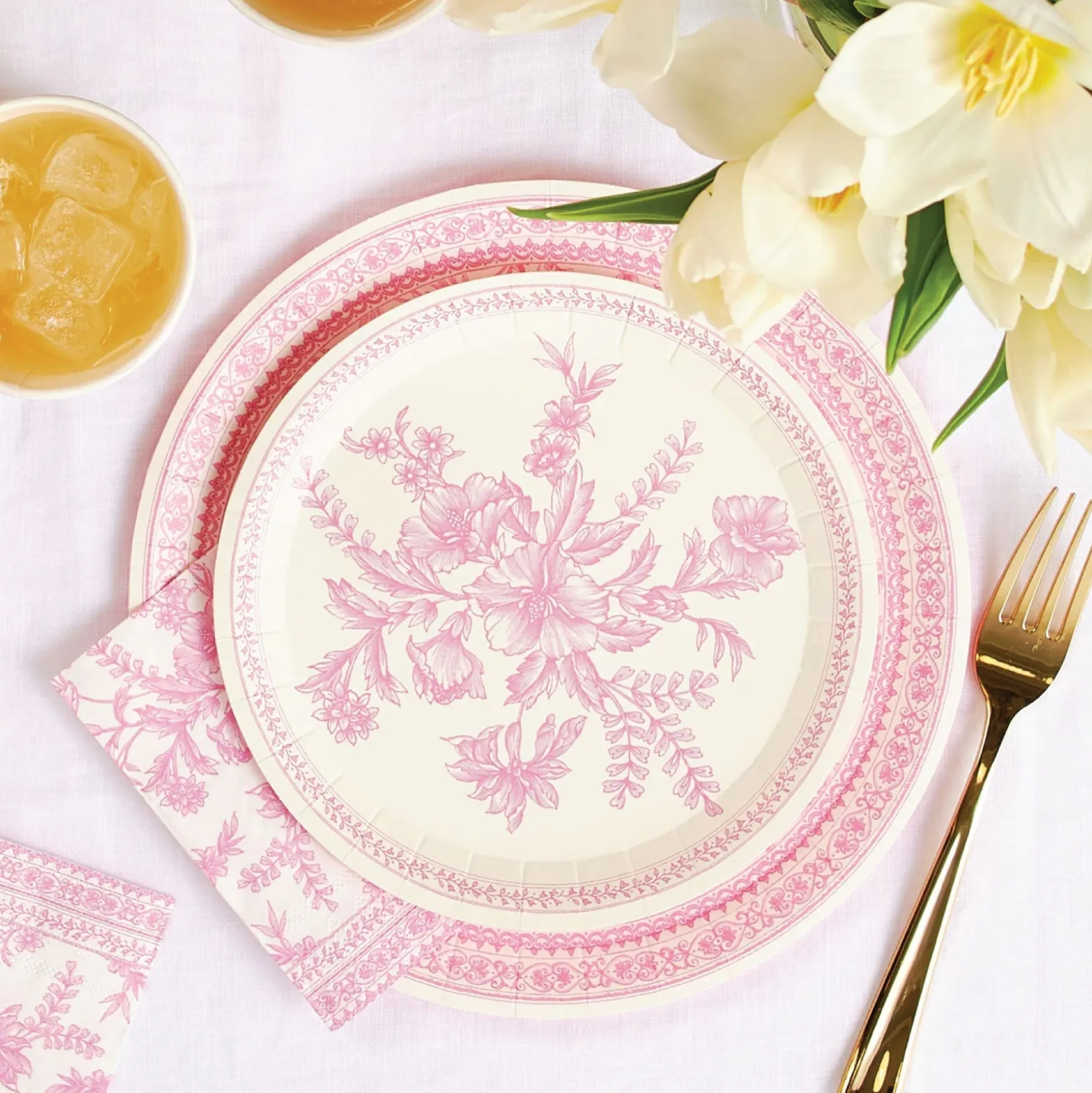 Pink Toile Paper Cups 10ct