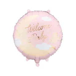 Pink Welcome Baby Foil Balloon 14in