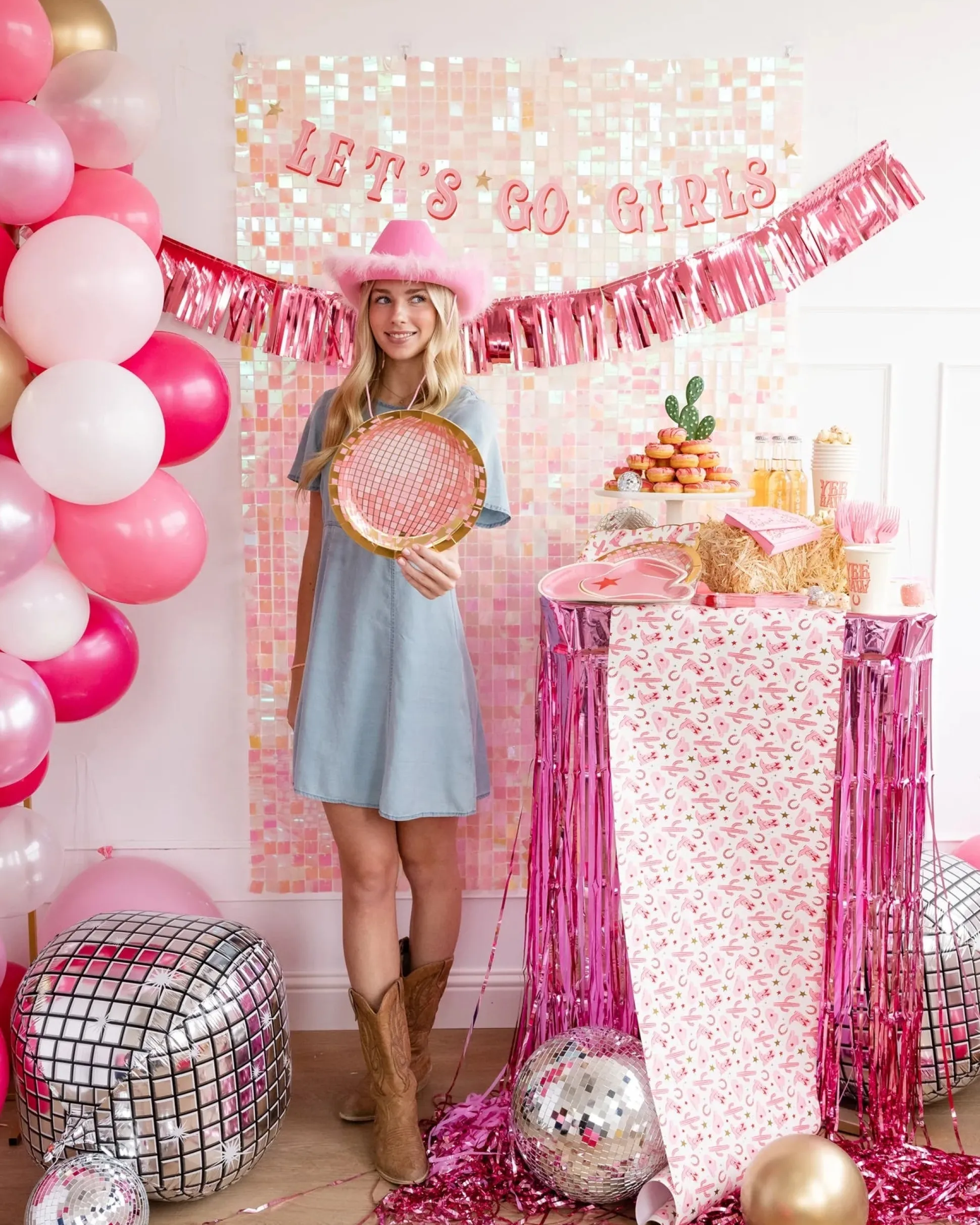 Pink Western Cowgirl Paper Table Runner 10ft