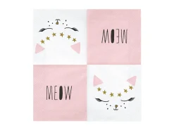 Pink & White Kitty Cat Lunch Napkins 20ct