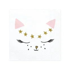 Pink & White Kitty Cat Lunch Napkins 20ct