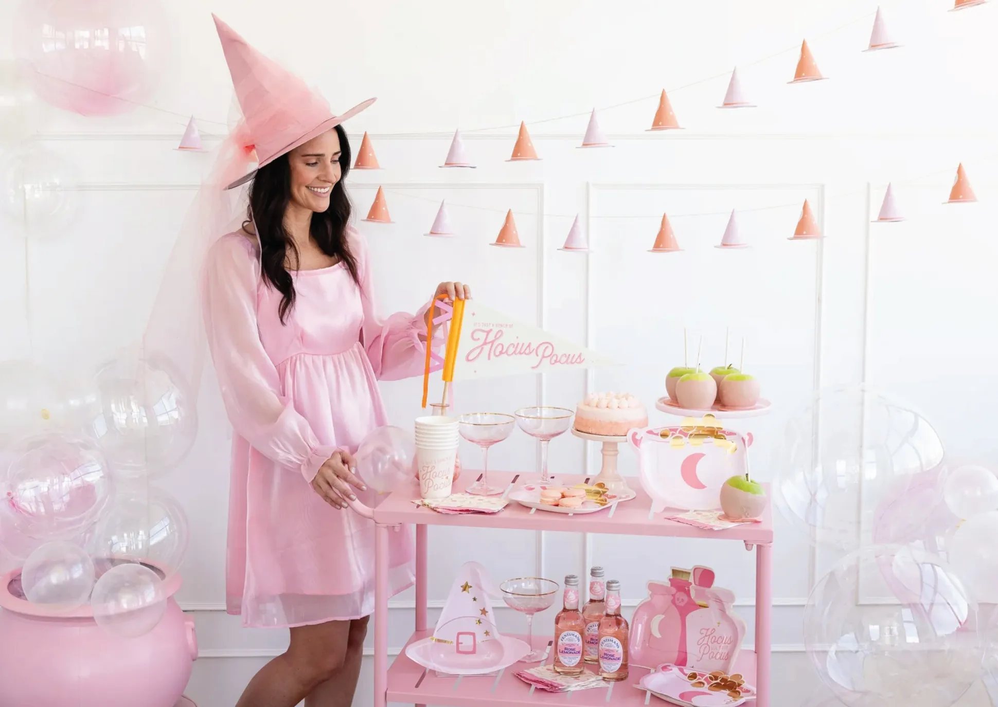 Pink Witch Hat Lunch Plates 8ct