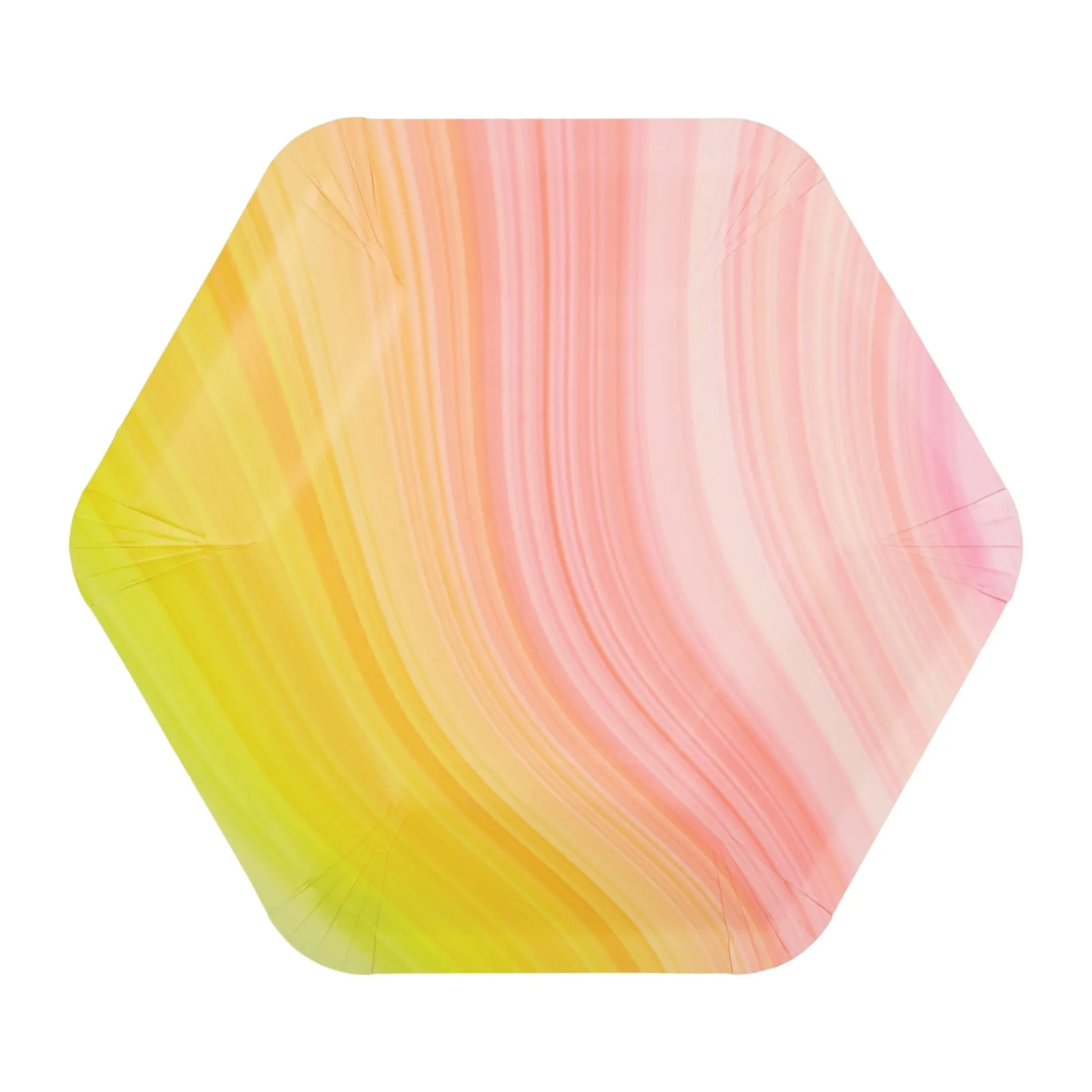 Pink & Yellow Ombre Swirl Hexagon Dessert Plates 8ct