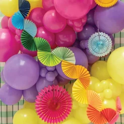 Rainbow Fan Paper Garland 8ft