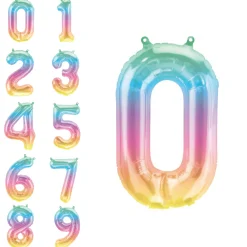 16" Rainbow Ombre Number Balloon 0-9