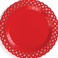 Red Basketweave Dinner Plates 8ct