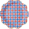 Red & Blue Gingham Star Scalloped Dinner Plates 8ct