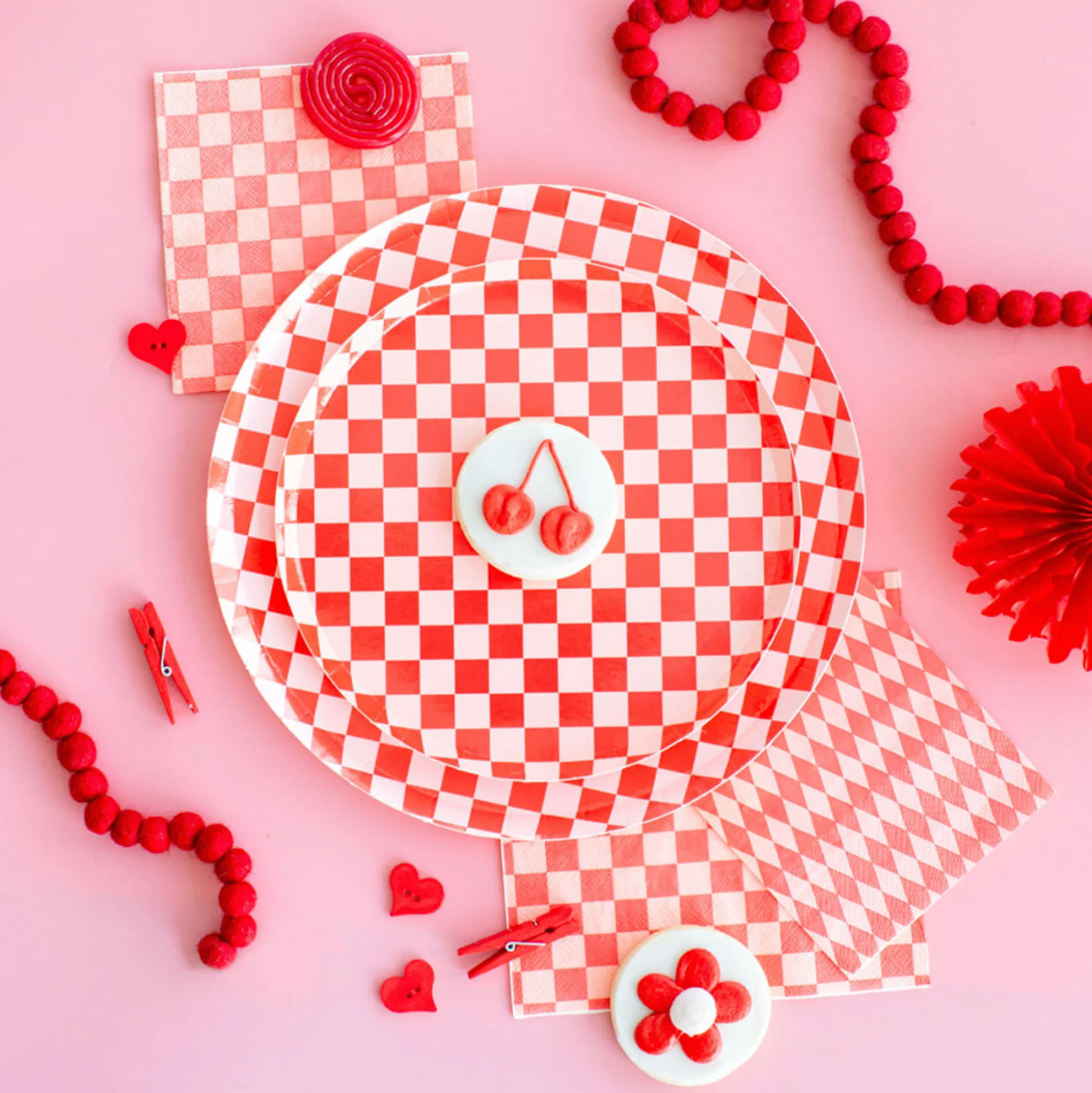Red Checkered Dessert Napkins 20ct