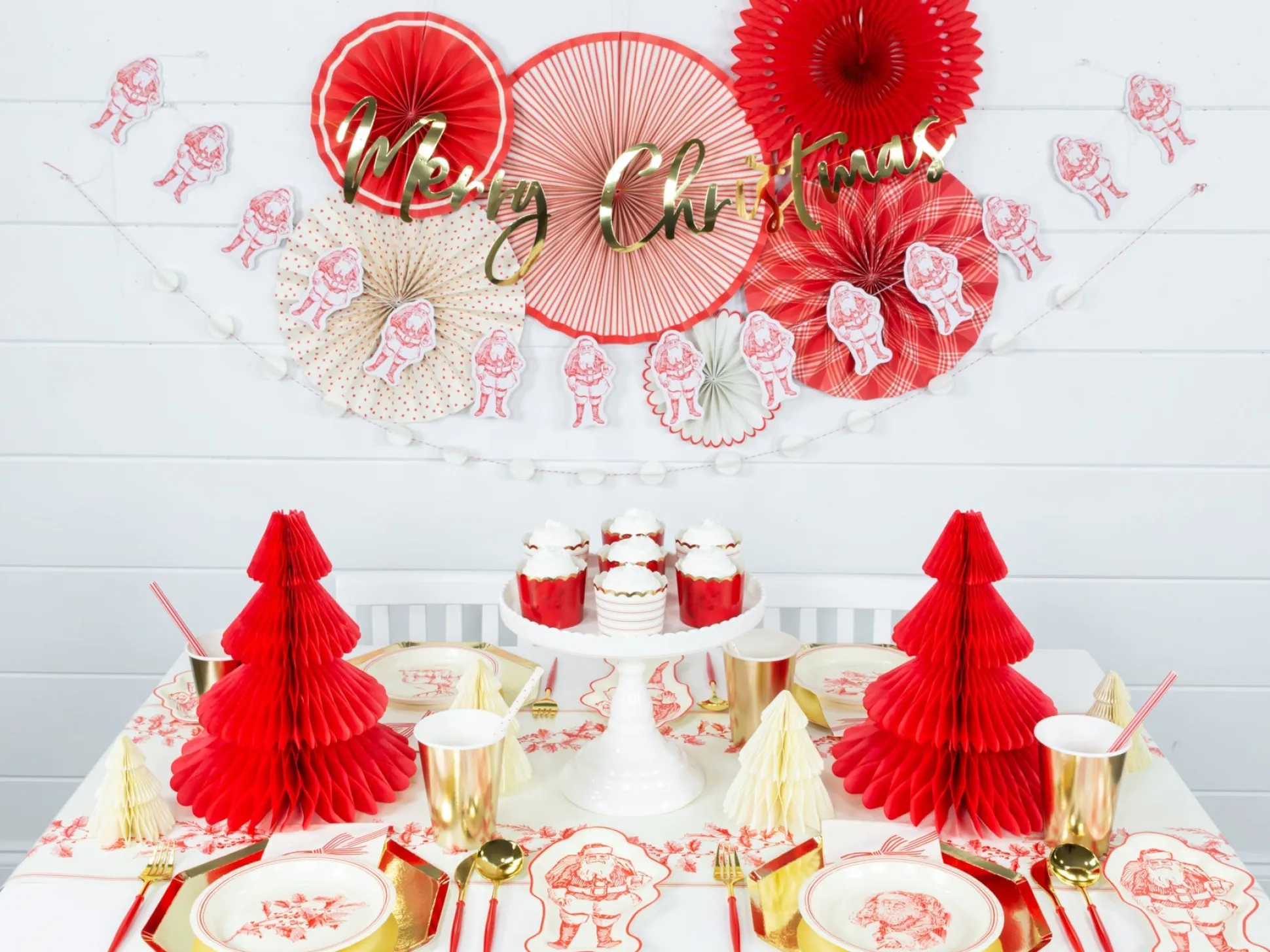Red Christmas Tree Honeycomb Paper Centerpiece 17in