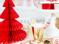 Red Christmas Tree Honeycomb Paper Centerpiece 12in