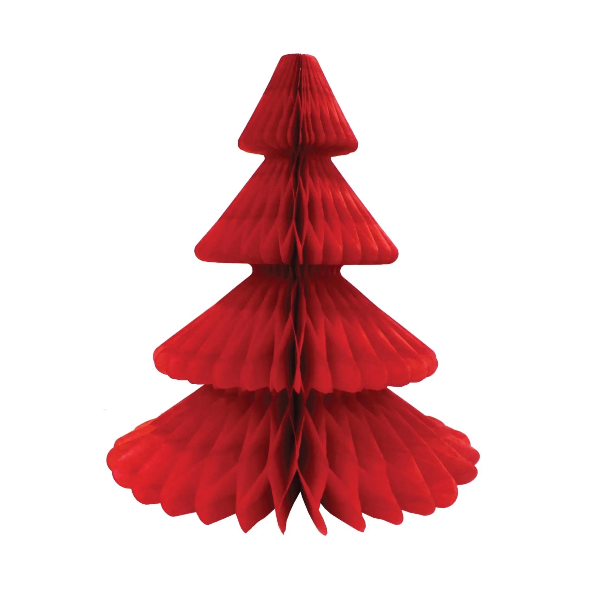 Red Christmas Tree Honeycomb Paper Centerpiece 12in