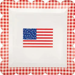 Red Gingham Flag Dinner Plates 8ct