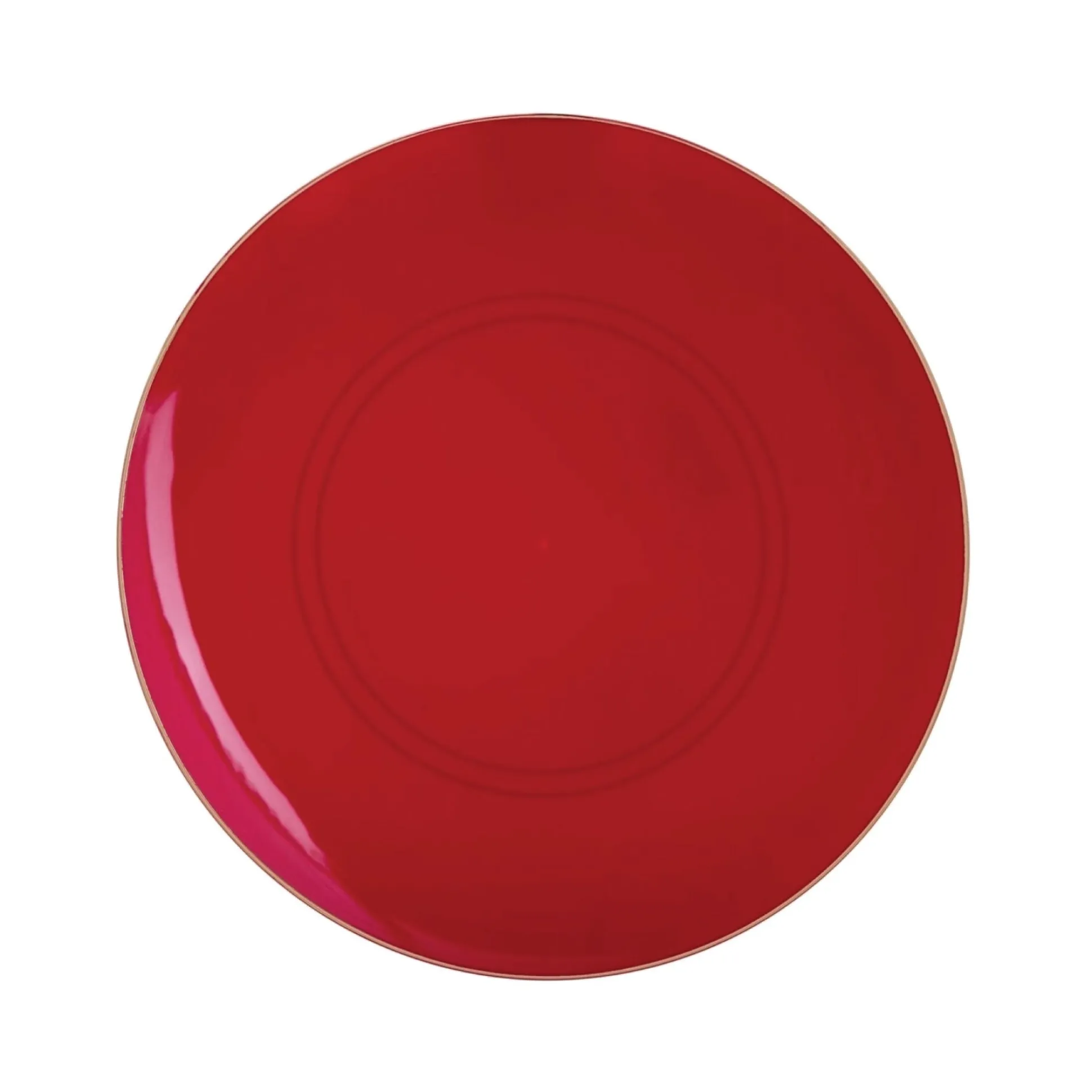 Red & Gold Round Plastic Dessert Plates 10ct