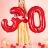 34" Red Number Balloon 0-9