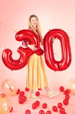 34" Red Number Balloon 0-9