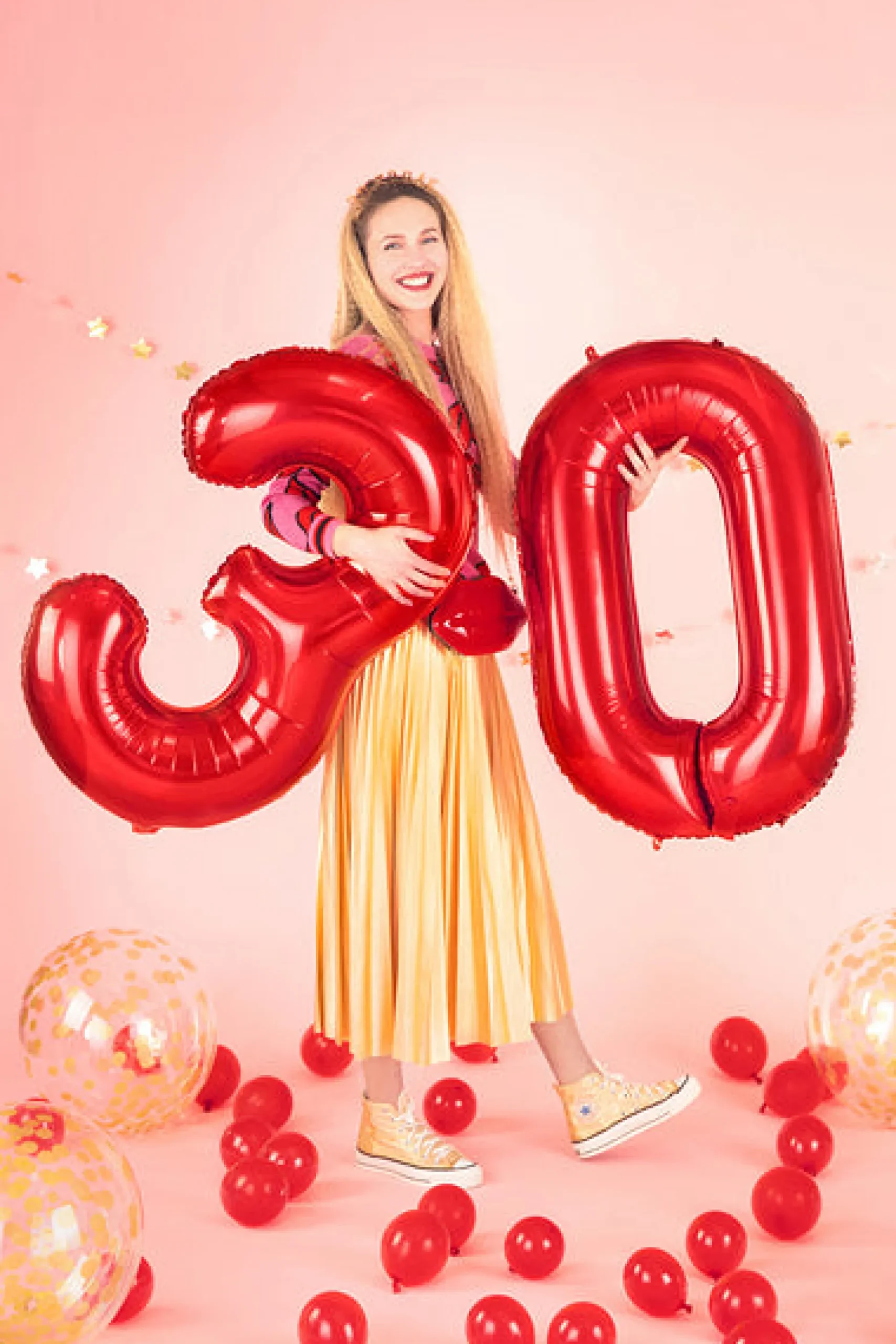 34" Red Number Balloon 0-9