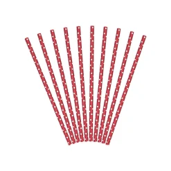 Red Polka Dot Paper Straws 10ct