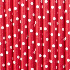 Red Polka Dot Paper Straws 10ct