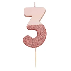 Rose Gold & Gold Glitter Dipped Number Birthday Candle